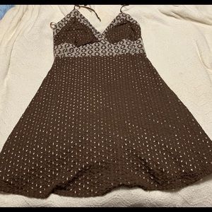 Sz 13/14 brown dress w/spaghetti tie around neck